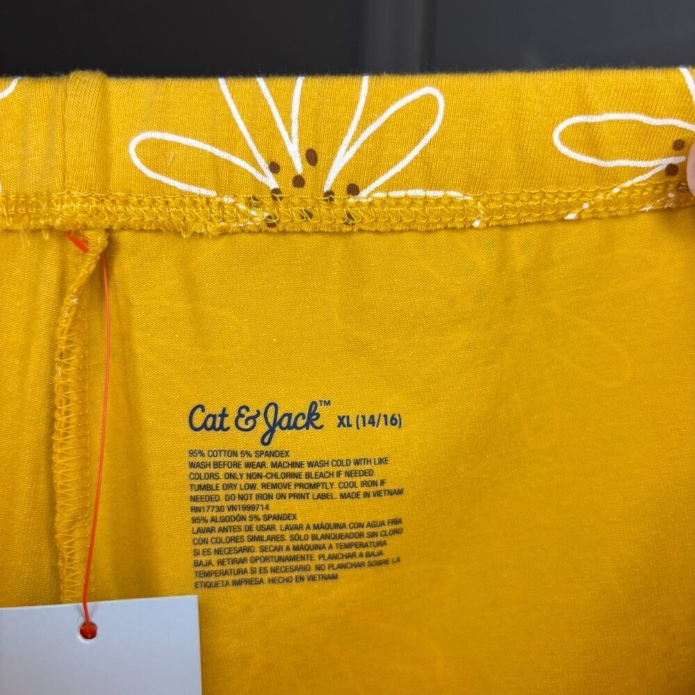 CAT & JACK NEW Legging Girls XL (14-16) Yellow Flower Stretch Cotton Spandex - Picture 6 of 6